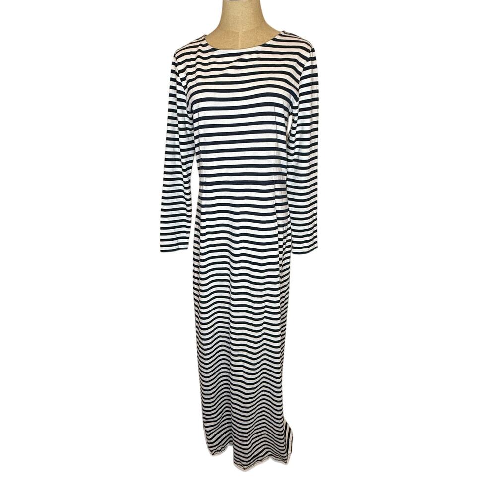 J. Crew Collection Navy Striped Maxi Casual Dress Women’s size 12 J Crew
